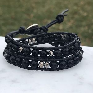 Faceted two-wrap bracelet